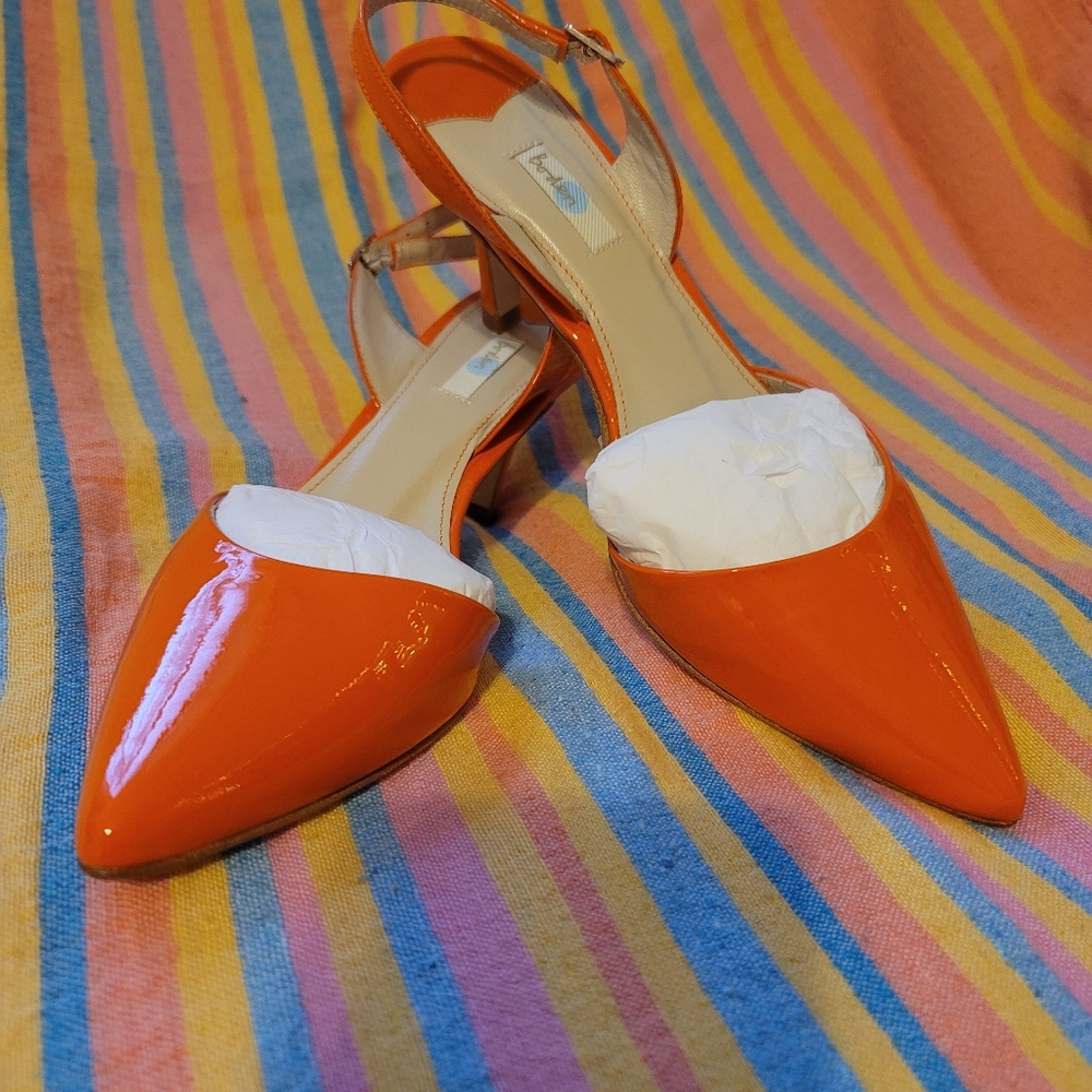 Boden kitten heel "sixties" orange slingback sz 37